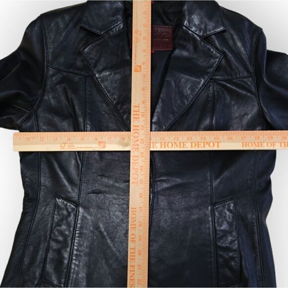 Classic 100% Genuine Leather Lambskin one button black blazer jacket sz L zJazz - Picture 4 of 8